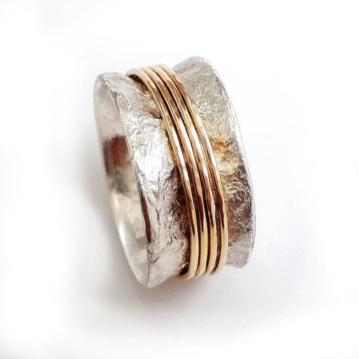 Anillo Vintage de Oro Y Plata