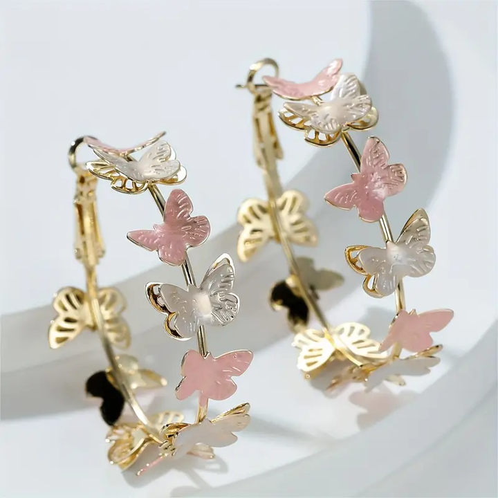 Pendientes de aro con mariposas vintage
