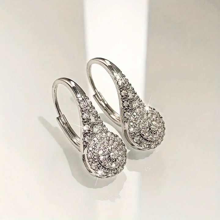 Pendientes redondos con gota brillante