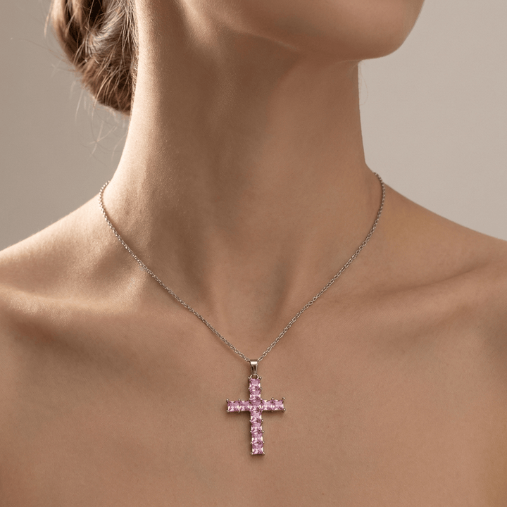 COLLAR CRUZ DE DIAMANTES COLORIDOS
