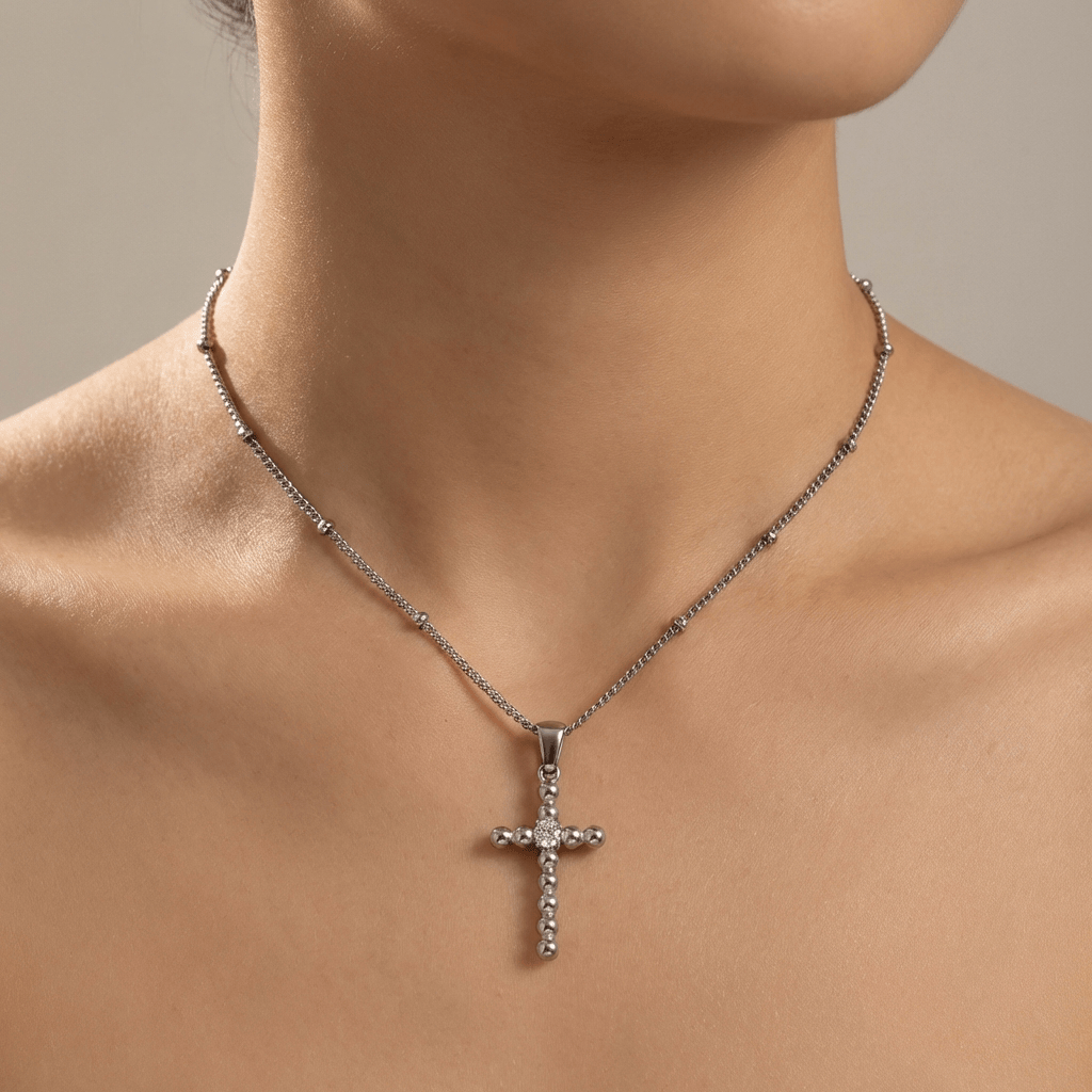 COLLAR CRUZ DE BURBUJAS RETRO