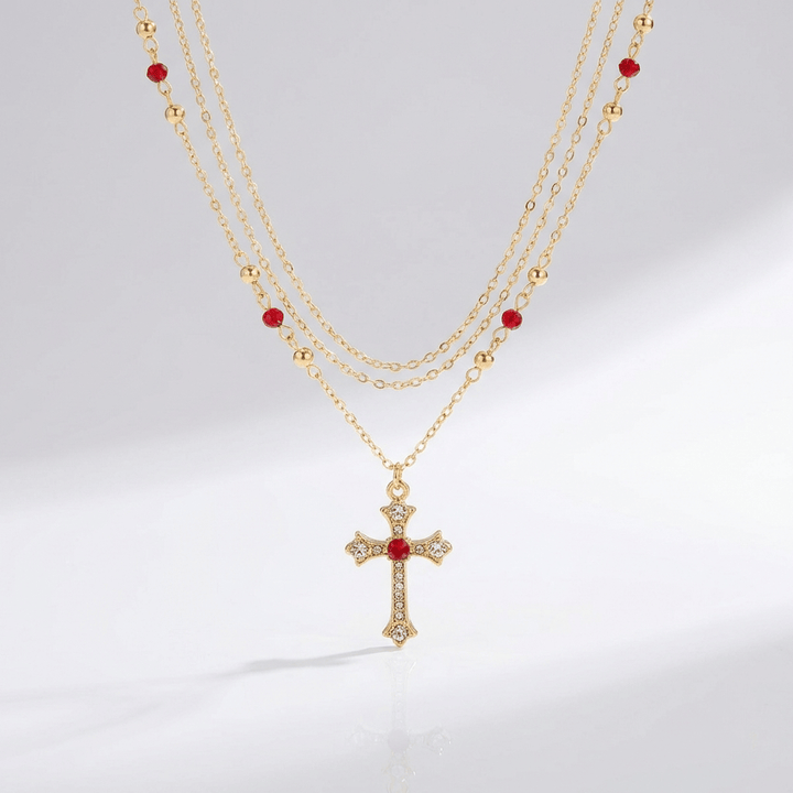 COLLAR CRUZ DE DIAMANTE Y COLORES