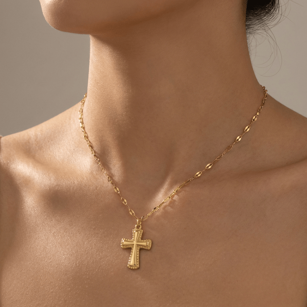 COLLAR DE CRUZ BAÑADO EN ORO SIMPLE