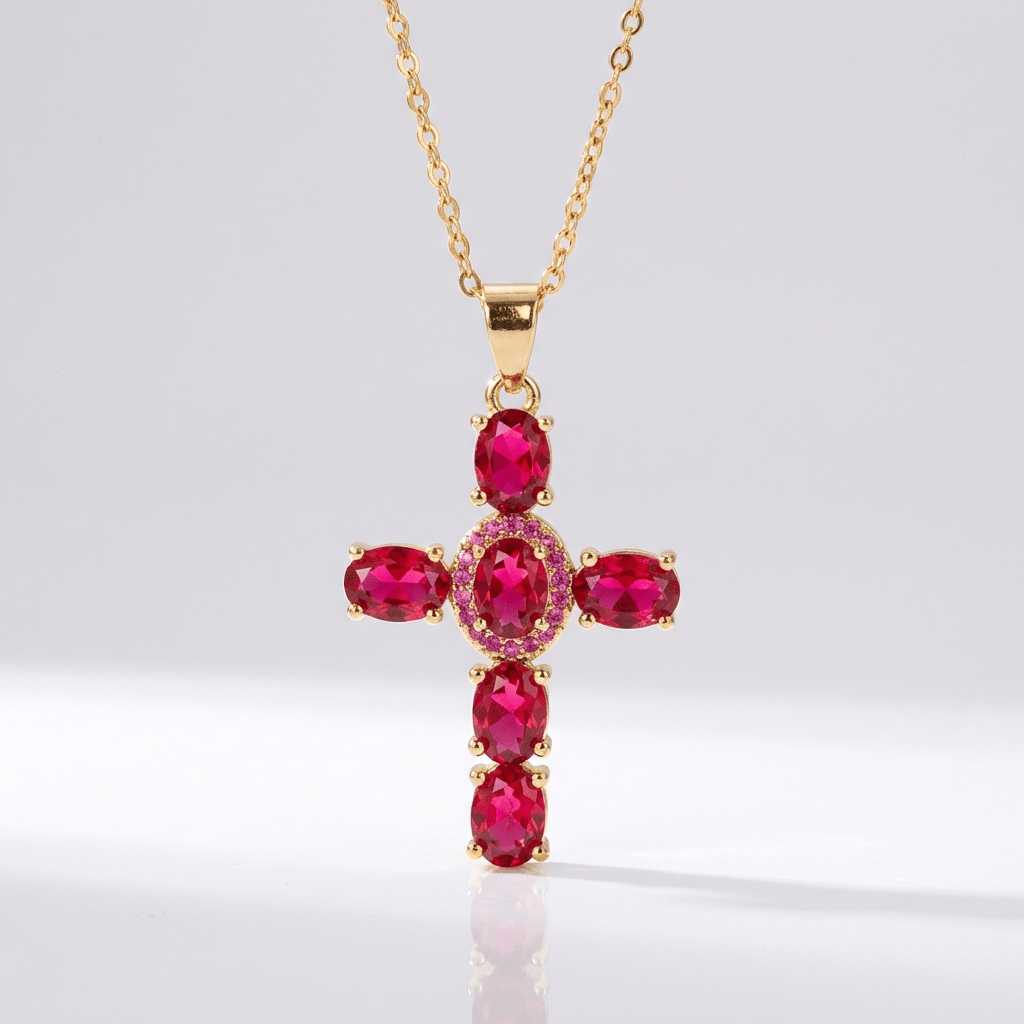 COLLARES CRUZADOS DE GEMAS COLORIDAS