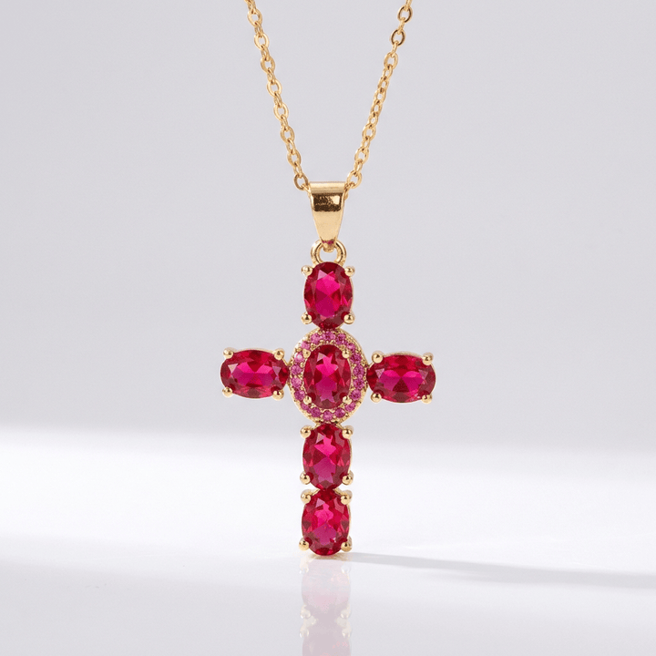 COLLARES CRUZADOS DE GEMAS COLORIDAS