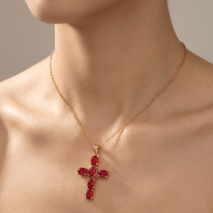 COLLARES CRUZADOS DE GEMAS COLORIDAS