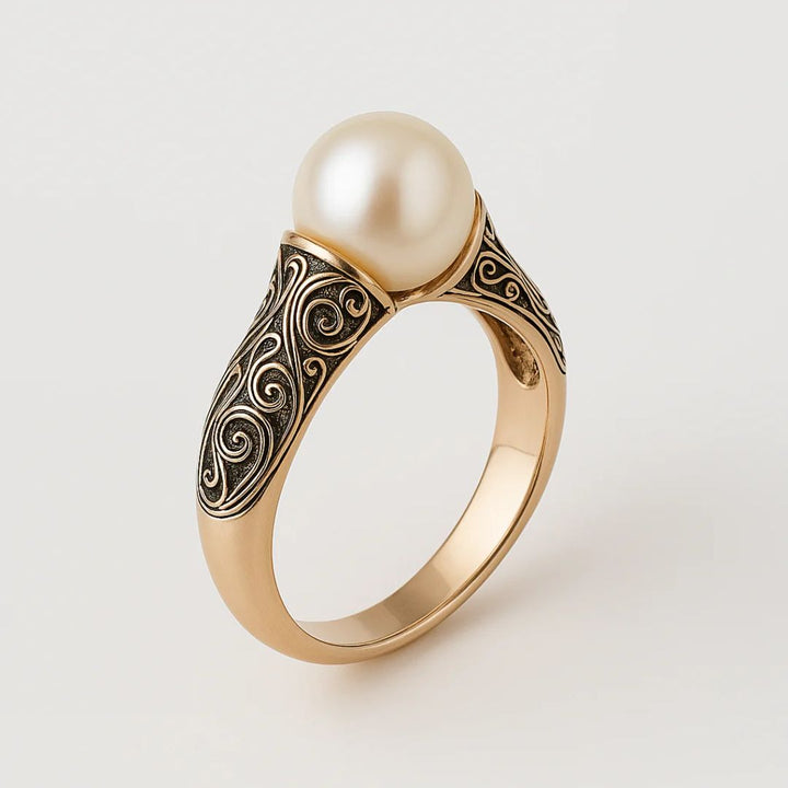 Anillo Dorado de Perla Vintage