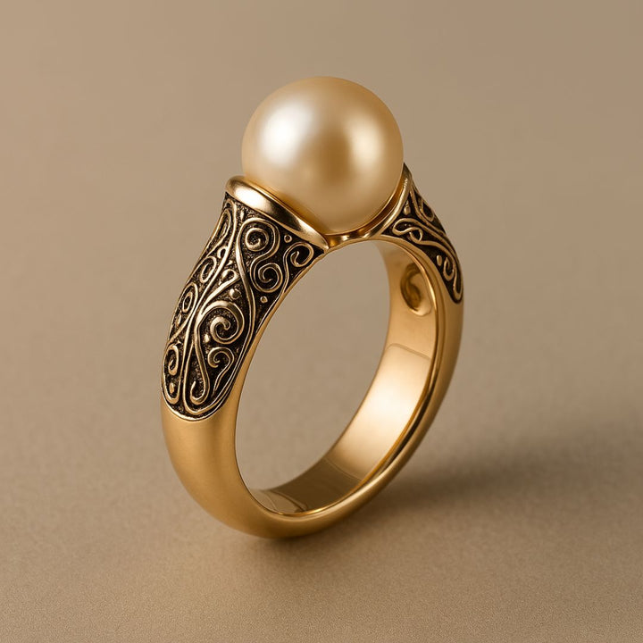 Anillo Dorado de Perla Vintage