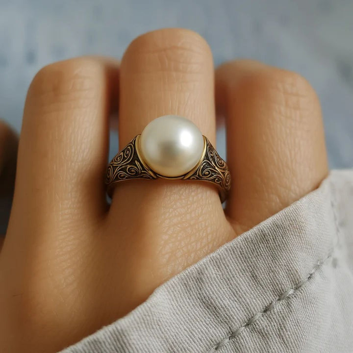 Anillo Dorado de Perla Vintage