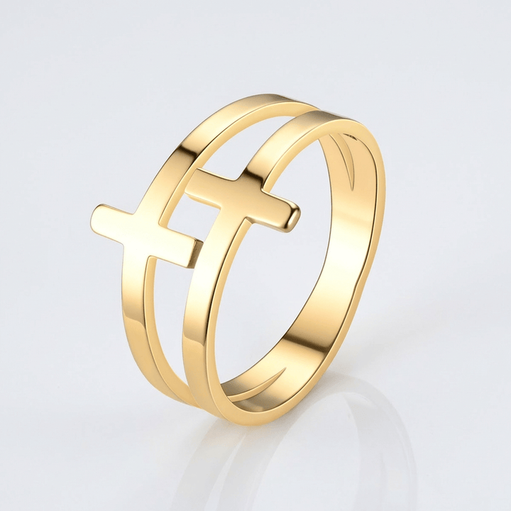 ANILLO DE PLATA DOBLE CRUZ GRACE