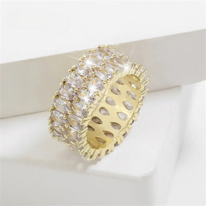 Anillo Vintage Gold Wide Crystal