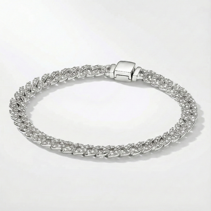 Pulsera cubana con moissanita
