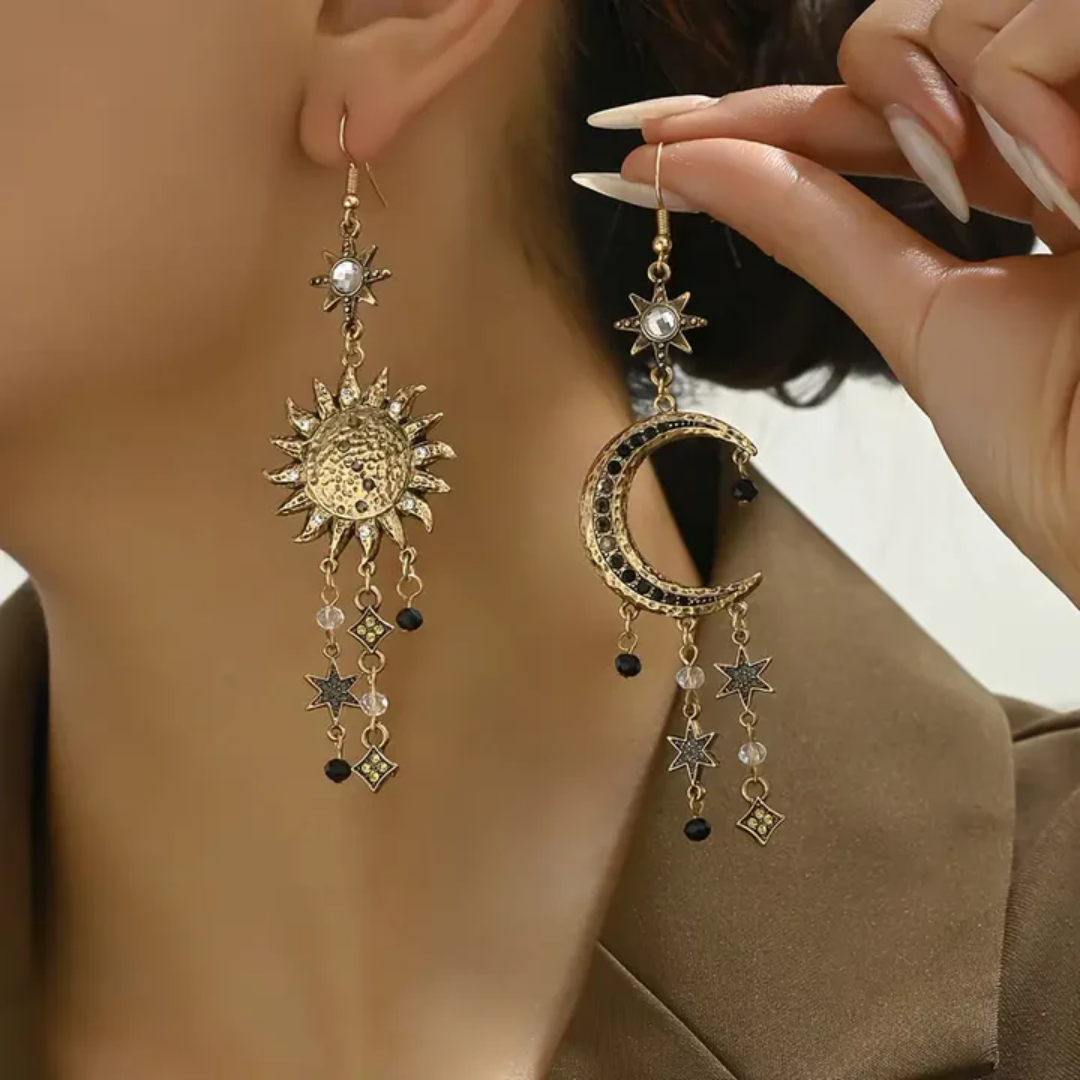 Pendientes colgantes Sol y Luna