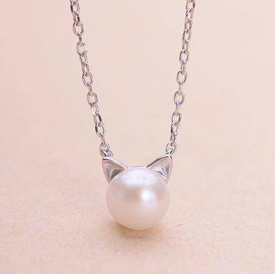 Collar De Gato Con Perla Con Pendientes + Anillo De Regalo