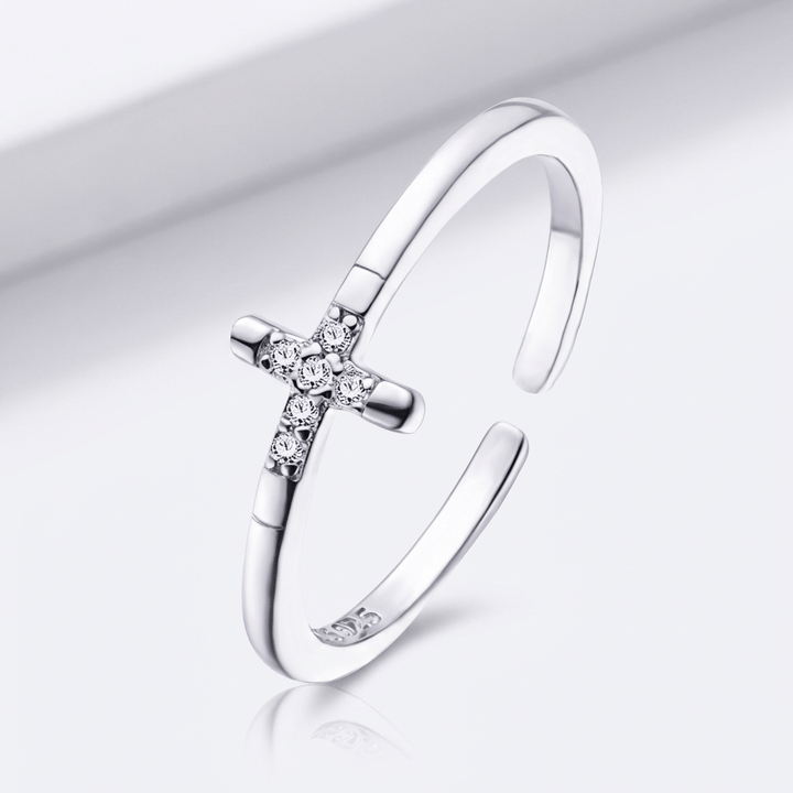 ANILLO CRUZ DE MINI DIAMANTES - (AJUSTABLE)