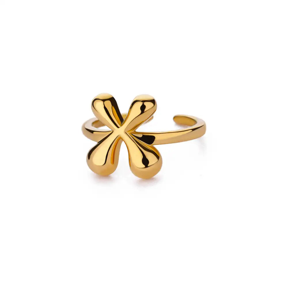 Anillo de Oro con Letra Personalizada en Burbuja (Ajustable)